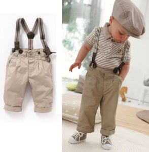 Boys Baby Clothes 0 5Y Toddler Set Gentleman Overalls 2pcs Outfit Top Bib Pants