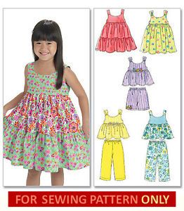 Sewing Pattern Makes Top Dress Shorts Pants Toddler 1 to Child 6 Girl Clothes