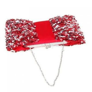Women Fashion Dress Banquet Handbag Glittering Sequins Lady Bag Red New