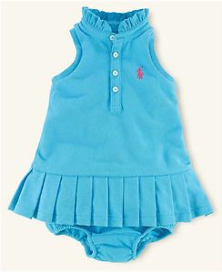 Ralph Lauren Baby Girl Designer Clothes Dress Blue 3 6 9 Months