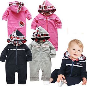 Baby Kids Clothes Toddler Hoodie Rompers Bowknot Ruffle Outfit Set Sz 1 3Y
