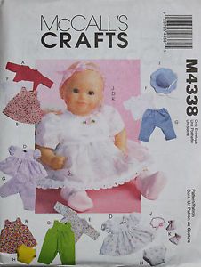 11" 16" Baby Doll Clothes McCall's Sewing Pattern 4338 New Sizes M L Uncut