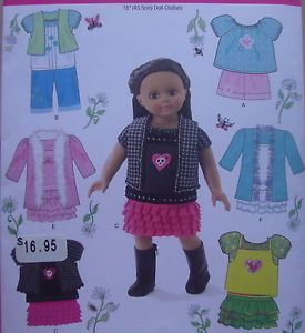 New Simplicity Sew Pattern 18" Doll Clothes Coat Skirt Vest American Girl Baby T