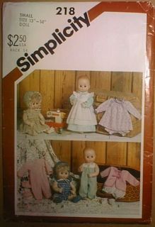 Uncut Vtg '82 Simplicity 218 Doll Clothing Pattern 13 18" Tiny Tears DY Dee Baby