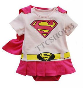 Newborn Baby Girls Superwoman Casual Romper Dress Bodysuit Jumpsuits Clothes