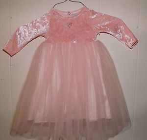 Lot of 2 Cute Fancy Pink Toddler Girls Dresses Size 12 18 Months 24 Months