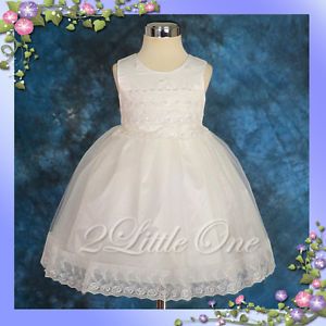 Ivory Wedding Flower Infant Girl Pageant Party Dress Baby Size 12M 18M 133