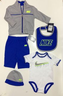Air Nike Baby Clothes Newborn Boys Infant 5 PC Bodysuit Bib Hat Pants Jacket
