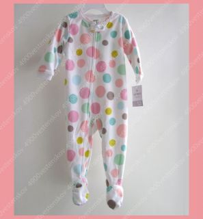 Carter's Soft Pastel Polka Dot Microfleece One Piece Pajama for Baby Girl 12M