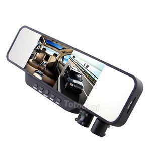 Dual Lens Car Camera Dash Cam Recorder Vehicle Rearview Back Mirror DVR Monitor