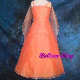 Orange Wedding Flower Girl Pageant Dress Sz 7 8 FG96S