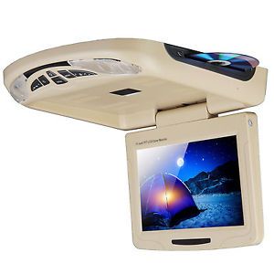Beige Tan 11"E Car Roof Mounted Flip Down Monitor Overhead w DVD Player Ceiling