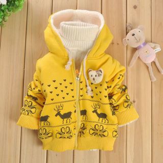 Kids Girls Jacket Fawn Cashmere Winter Outerwear Coat Hoodies Baby Coat 1 2years