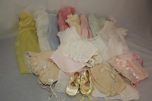 Lot of 1950's Baby or Doll Clothes Dresses Slips Hats Shoes