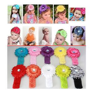 10pcs New Daisy Kid Baby Girl Headband Hairbow Hair Flower Clip Headwear Crochet