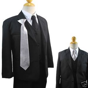 New Baby Toddler Boy Wedding Party Graduation Black Tuxedo Suit s M L XL 2T 20
