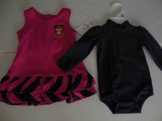 Ralph Lauren Infant Girls 2pc Pink Navy Rugby Jumper Dress Romper 6M 9M $55