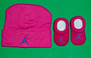 Air Jordan Baby Girls' 3 Piece Set Bodysuit Cap Booties 0 6 Months Fuschia