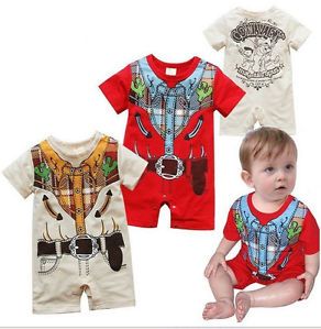 Baby Boy Summer Short Sleeve Cotton One Pieces Clothing Jumpsuits 1 2years Old
