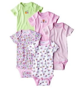 Gerber Onesies Newborn 3 9 Months 5 Pack Bodysuit Set Baby Girl Clothes Cotton