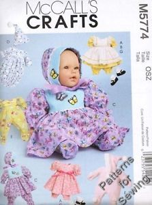 Pattern McCalls Baby Doll Clothes Fit American Girl Bitty Size 11 16" Inch