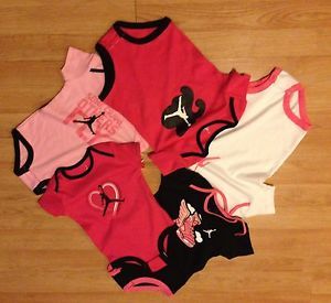 NWT Air Jordan 5 Piece Set Baby Girl Onesies Clothes LOT Bodysuits 9 12 Months