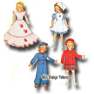 Vintage Shirley Temple Doll Clothes Dress Pattern 13" 14" Patsy Composition