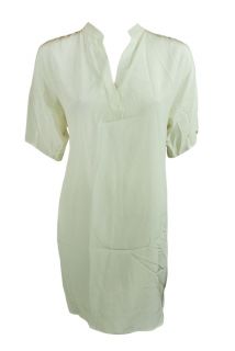 Tibi Womens Ivory Silk Short Sleeve Sheer Tunic Dress $385 New