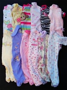Baby Girl Infant Size Newborn 0 3 Months Footed Sleeper Pajamas Clothes Lot