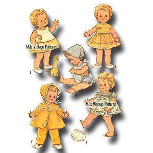 Vtg 1960s Baby Doll Dress Clothes Pattern 22" Kissy Betsy Wetsy Toodles