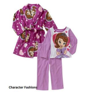 Sofia The First 2T 3T 4T 5T Girls Pajamas PJs Shirt Pants Robe Bathrobe Toddler