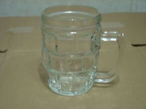 KIG Indonesia Clear Glass Beer Mug Cubed Design Sides