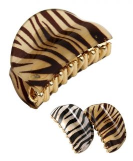 Rounded Clip Animal Stripe Print Hair Claw Clip Clamp 2 5"