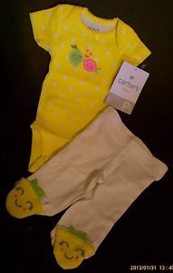 Preemie Carters Baby Girls New Clothes 2 PC Set Happy