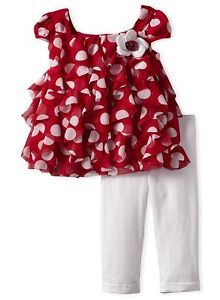 New Baby Girls RARE Editions Sz 24M Red Dot Ladybug Ruffle Outfit Dress Clothes