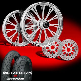 Imperial Chrome 21" Wheels Tires Dual Rotors for 2009 13 Harley Touring