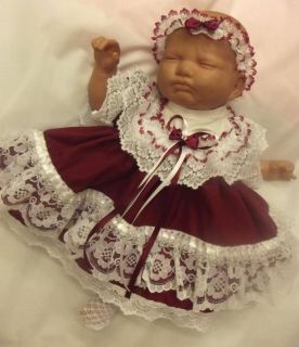 Dream Newborn Baby Girls Burgundy Sequins Dress Headband 17 19" Reborn Dolls