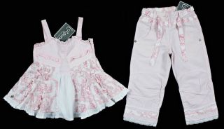 Jottum Girls Pink Ruffle Twirly Tunic Top Daisy Pants 116 6 Morelike 4 5