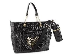 Betseyville Betsey Johnson Be Mine Black Heart Baby Diaper Bag New Sold Out