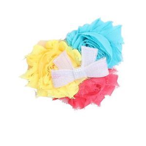 Lovely Baby Girls Soft Headband w Chiffon Flower Red Yellow Blue