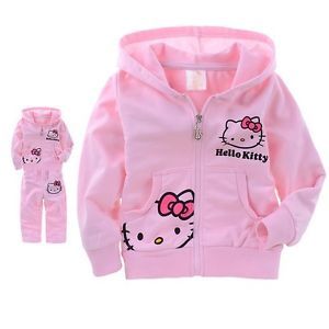Girls Baby Suit Children's Clothing Set Pink Suit Kids Hello Kitty Shirt Pants