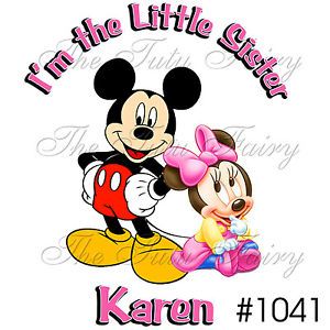Little Sister Big Brother Minnie Mickey Mouse Shirt Name Personalized Tshirt