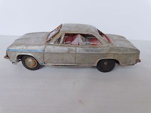 Vintage Japan Tin 1960 Chevy Corvair Coupe Friction Toy Car Part or Repair