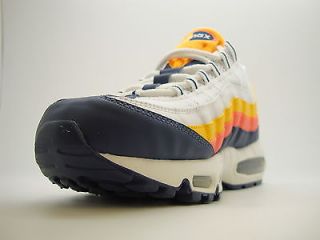 609048 143 Mens Nike Air Max 95 White Midnight Navy Gold Running Sneakers