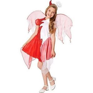 Angel Half Devil Girl Costume Double Trouble Good Evil Children Kid Small Medium