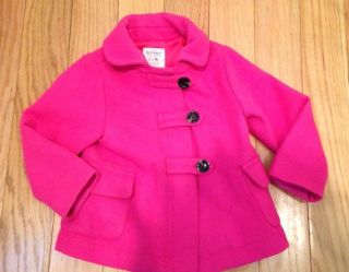 Old Navy Toddler Girls Wool Pink Button Front Lined Dress Coat 2T Valentine's Da