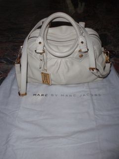 Marc by Marc Jacobs Classic Baby Groove Leathe Satchel Bag Cream Retail $378