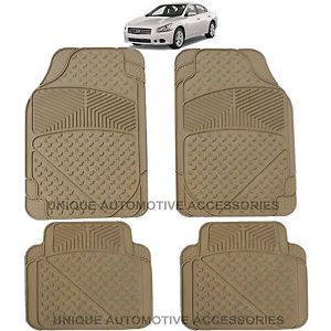 4pc Nissan Altima Murano Premium Flex Semi Custom Beige Rubber Floor Mats Set