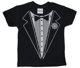 Kids Youth Toddler Size Black Tuxedo Design Funny Tee Shirt Tux T Shirt