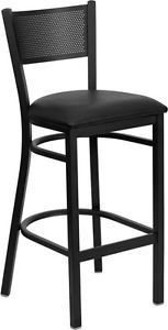 Best Metal Bar Stool Grid Back Heavy Duty Chair Kitchen Restaurant Black Seat